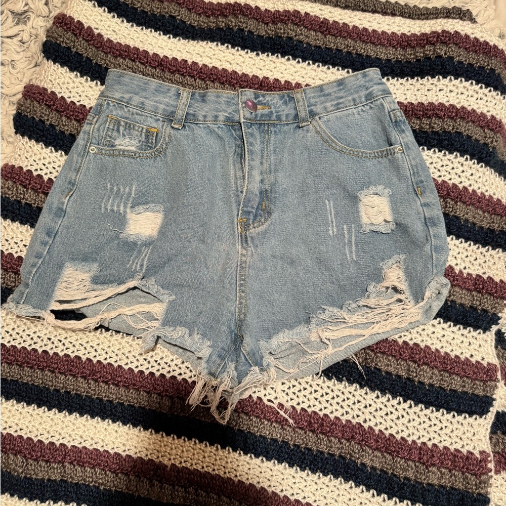 Distressed Denim Shorts